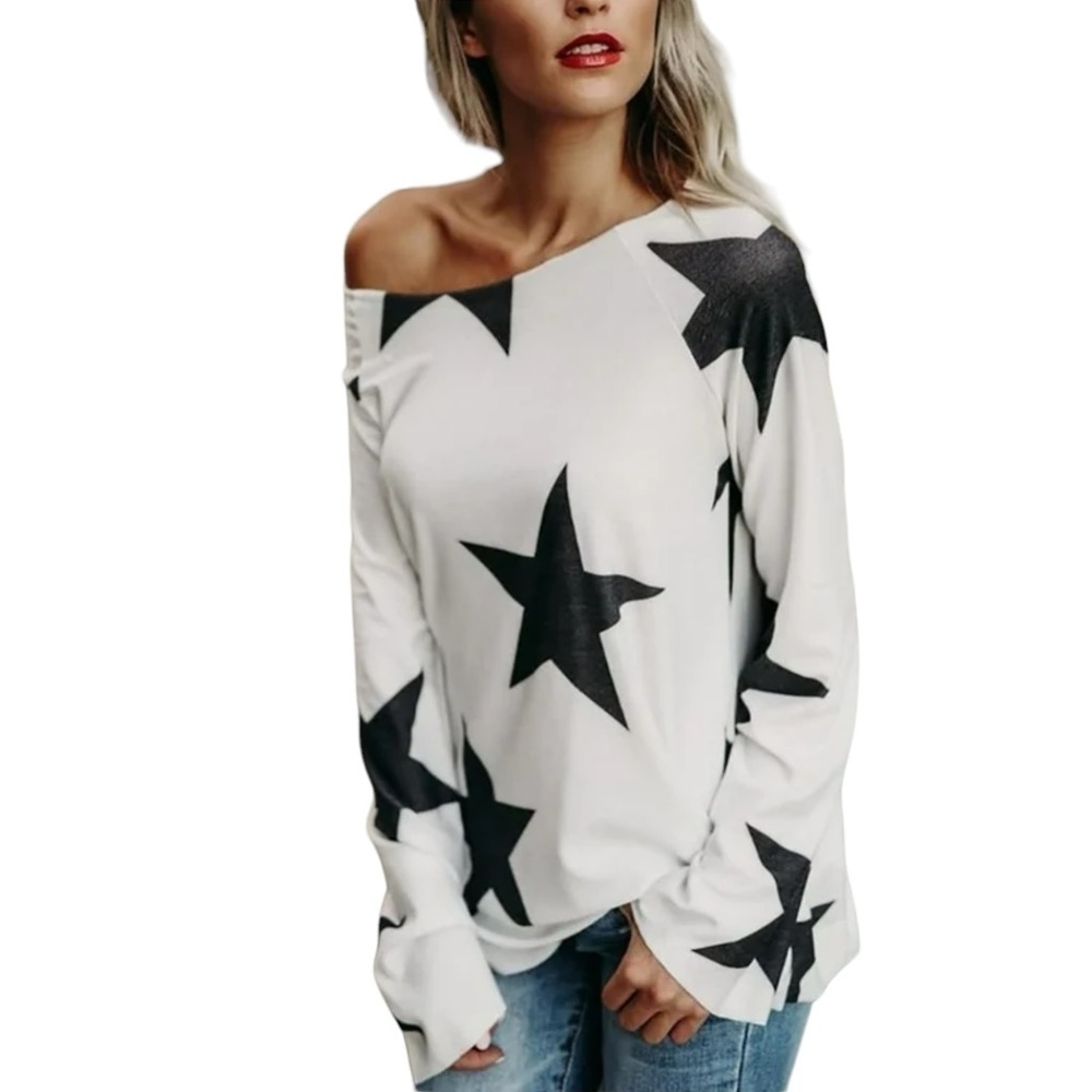 Star‎ Black and White Long Sleeve Top